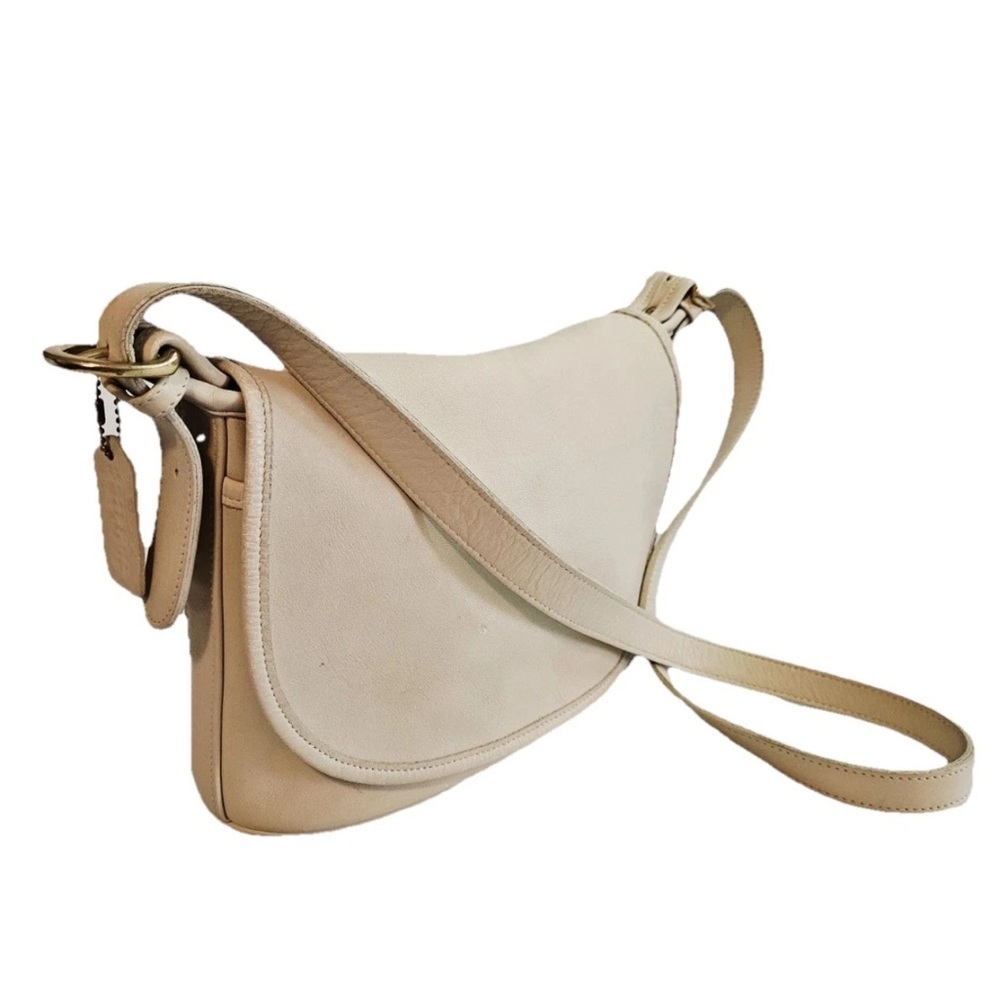 Vintage Coach Fletcher Leather Purse  Crossbody Bone 1998 Flat Bag B8P-4150